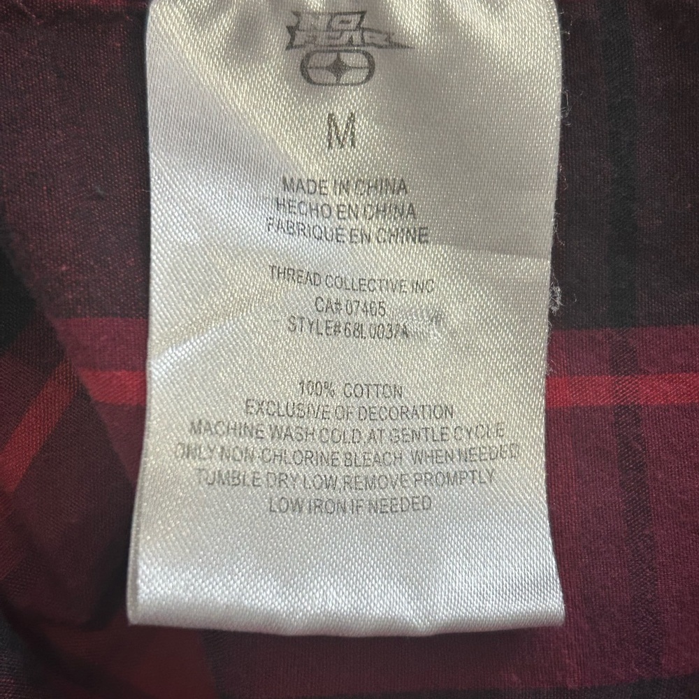 Y2K No Fear Men’s Medium Long Sleeve Button Down Plaid Shirt - Picture 8 of 12